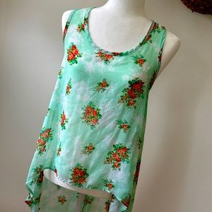 Vintage Sheer Floral Top Carrie Allen Women's Size Small